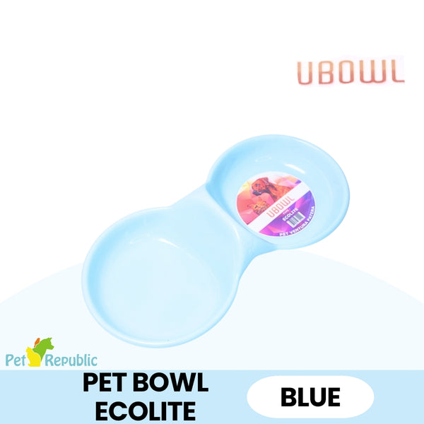 UBOWL UB2 Tempat Makan Hewan Pet Bowl Ecolite Double Blue