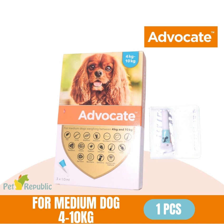 ADVOCATE Obat Parasit for 4-10kg Medium Dog 1pcs Flea Tick Bayer 