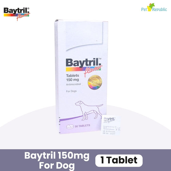 BAYTRIL Obat Antibiotik Flavour Tablets 150 Mg 1 pcs Pet Medicated Care Baytril 