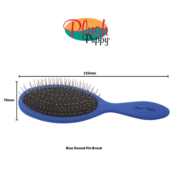 PLUSHPUPPY Sisir Anjing Kucing Pin Brush Round Tip Blue