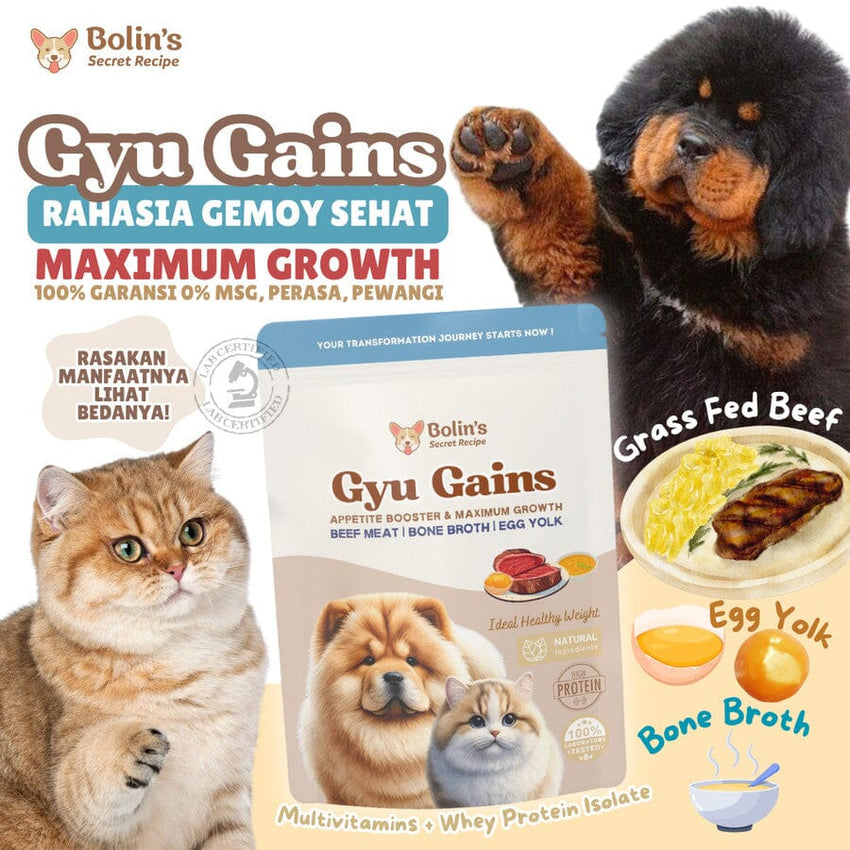 Bolin's Secret Recipe Gyu Gains 50gr Penambah Nafsu Makan Vitamin Penggemuk Anjing Kucing no type Bolin's 