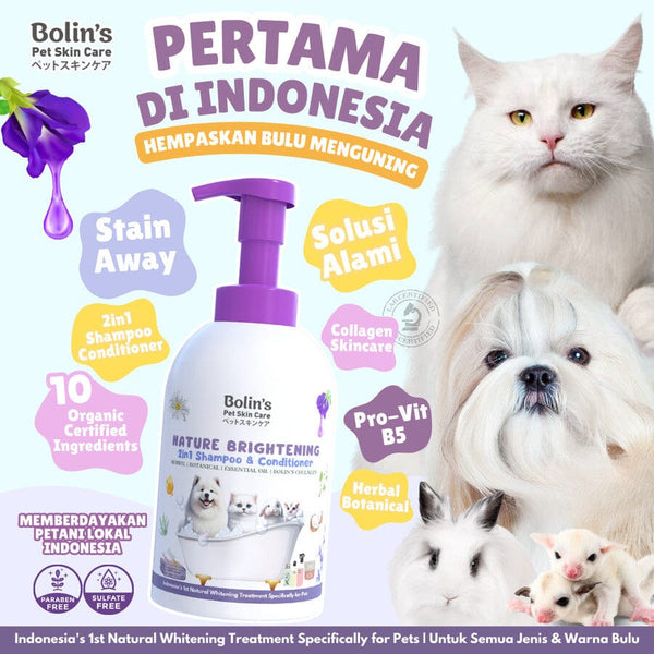 Bolin's Skincare Nature Brightening Shampoo Conditioner Whitening Anjing Kucing Sugar Glider Kelinci no type Bolin's 