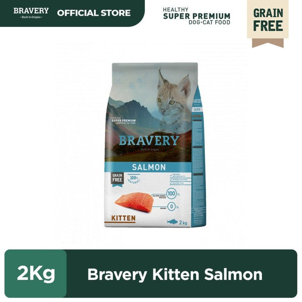 BRAVERY Makanan Kucing Kitten Salmon 2kg Cat Dry Food Bravery 