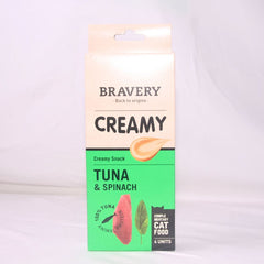 BRAVERY Snack Kucing Creamy Tuna And Spinach 15g x 4pcs 60g Cat Snack Bravery 