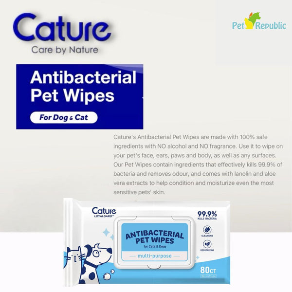 CATURE Antibacterial Wet Wipes 80pcs Grooming Pet Care Cature 