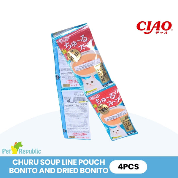 CIAO TCR143 Makanan Kucing Soup Probiotic Bonito 4pcs Cat Food Wet Ciao 