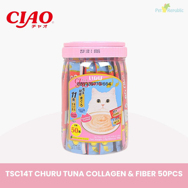CIAO TSC14T Liquid Churu Tuna Collagen and Fiber 50pcs Cat Snack Ciao 