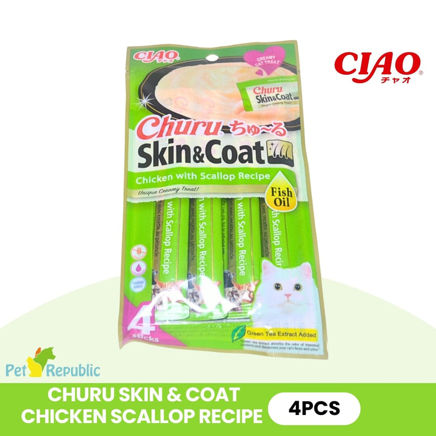 CIAO USA674 Snack Kucing Skin Coat Chicken Scallop 4pcs Cat Snack Ciao 