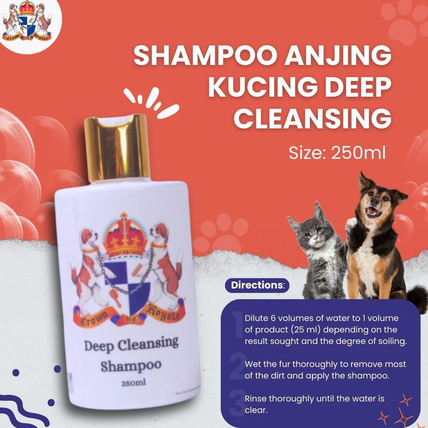 CROWNROYALE Shampoo Anjing Kucing Deep Cleansing 250ml Grooming Shampoo and Conditioner Tidak ada merek 