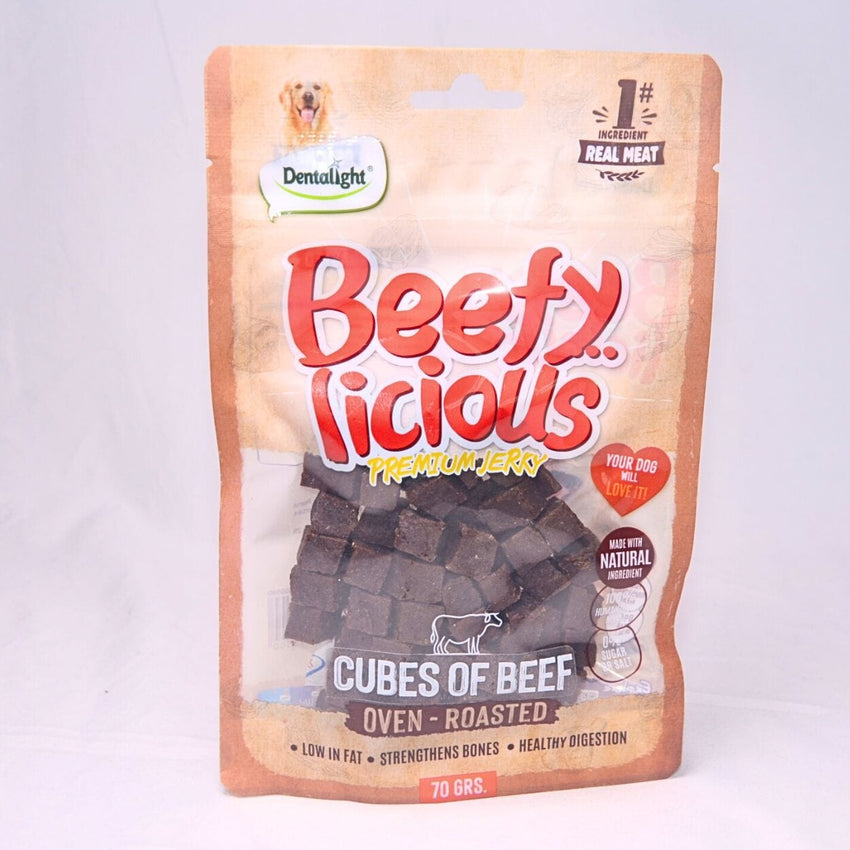 DENTALIGHT Snack Anjing Beefy Licious Cubes Of Beef 70g Dog Snack Dentalight 