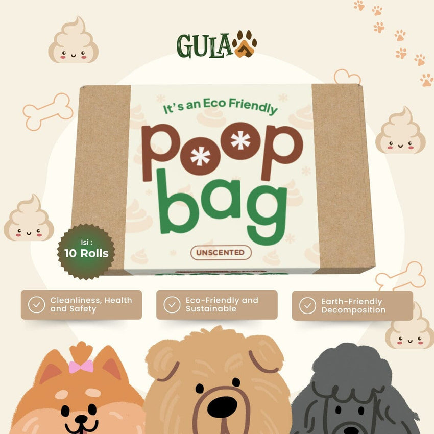 GULAPAWS Kantong Kotoran Hewan Biogradeable Poop Bags 10rolls Dog Sanitation Gulapaws 