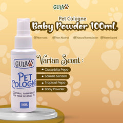 GULAPAWS Pet Cologne Baby Powder 100ml Grooming Pet Care Tidak ada merek 