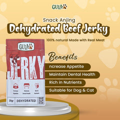 GULAPAWS Snack Anjing Dehydrated Beef Jerky 20gr Dog Snack Gulapaws 