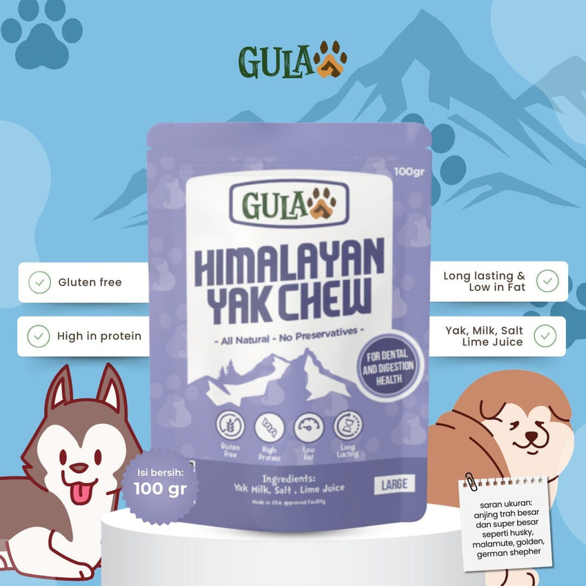 GULAPAWS Snack Anjing Dental Himalayan Cheese YAK Chew Large Dog Dental Snack Tidak ada merek 