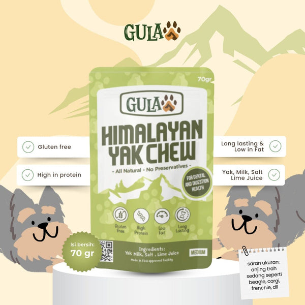 GULAPAWS Snack Anjing Dental Himalayan Cheese YAK Chew Medium Hobi & Koleksi > Perawatan Hewan > Makanan & Vitamin Hewan Tidak ada merek 