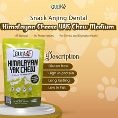 GULAPAWS Snack Anjing Dental Himalayan Cheese YAK Chew Medium Hobi & Koleksi > Perawatan Hewan > Makanan & Vitamin Hewan Tidak ada merek 