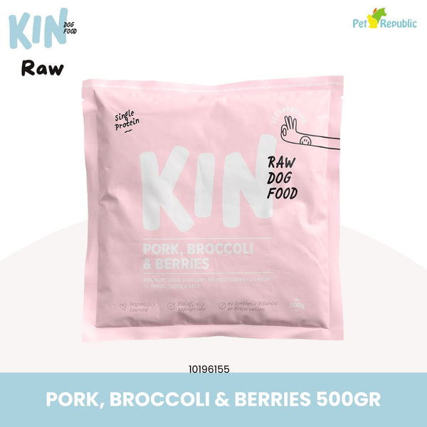 KINDOGFOOD Makanan Anjing RAW Pork , Broccoli and Berries 500GR no type Tidak ada merek 