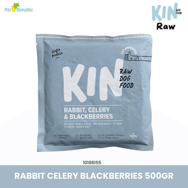 KINDOGFOOD Makanan Anjing RAW Rabbit, Celery and Blackberries 500gr Frozen Food Kin Dog Food 