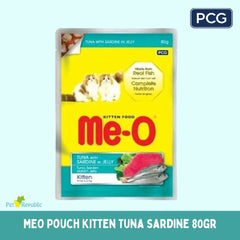 MEO Makanan Kucing Pouch Kitten Tuna Sardine in Jelly 80gr Cat Food Wet PCG 