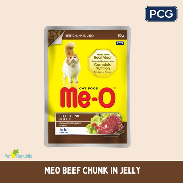 MEO Pouch Makanan Kucing Beef Chunk in Jelly 80gr Cat Food Wet PCG 