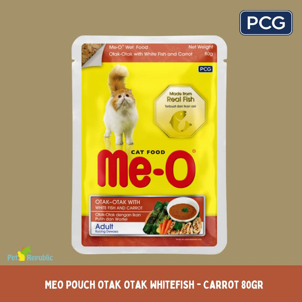 MEO Pouch Makanan Kucing Otak Otak with White Fish and Carrot 80gr Cat Food Wet PCG 