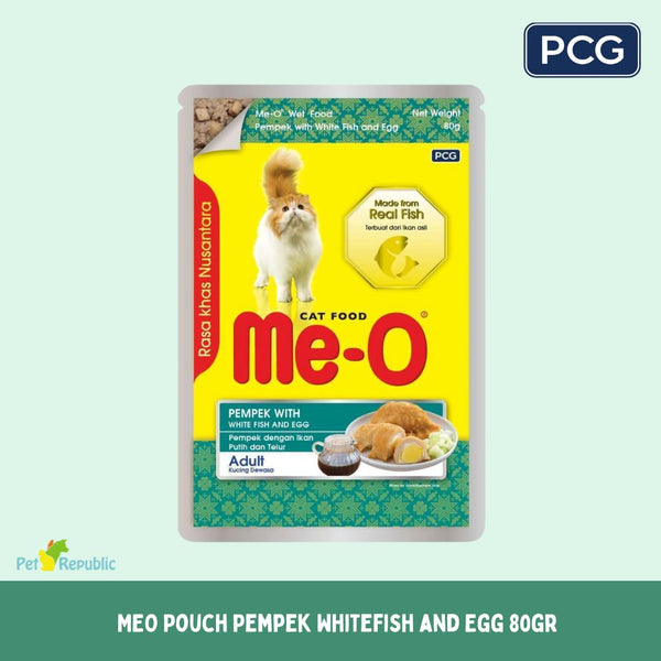 MEO Pouch Makanan Kucing Pempek White Fish with Egg 80gr Cat Food Wet PCG 