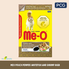 MEO Pouch Makanan Kucing Pempek White Fish with Shrimp 80gr Cat Food Wet PCG 