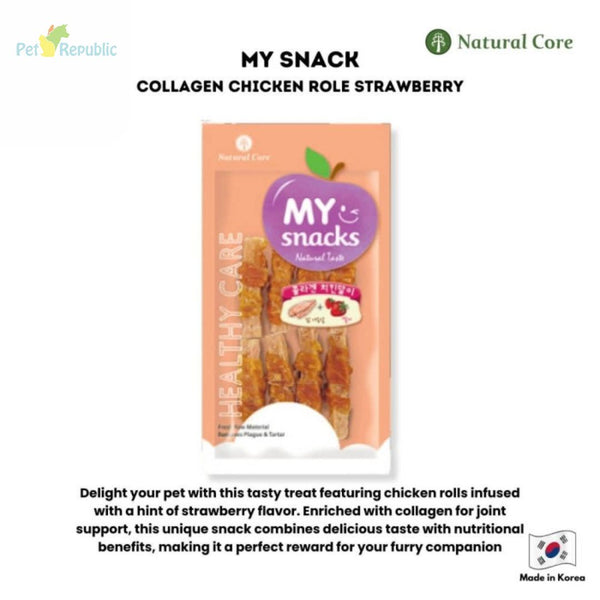 NATURALCORE Snack Anjing My Snacks Chicken Collagen Strawberry Dog Snack Natural Core 