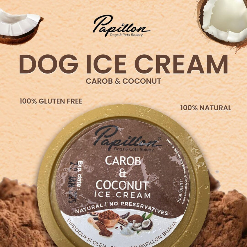 PAPILLON Snack Anjing Ice Cream Carob And Coconut Frozen Food Papillon 