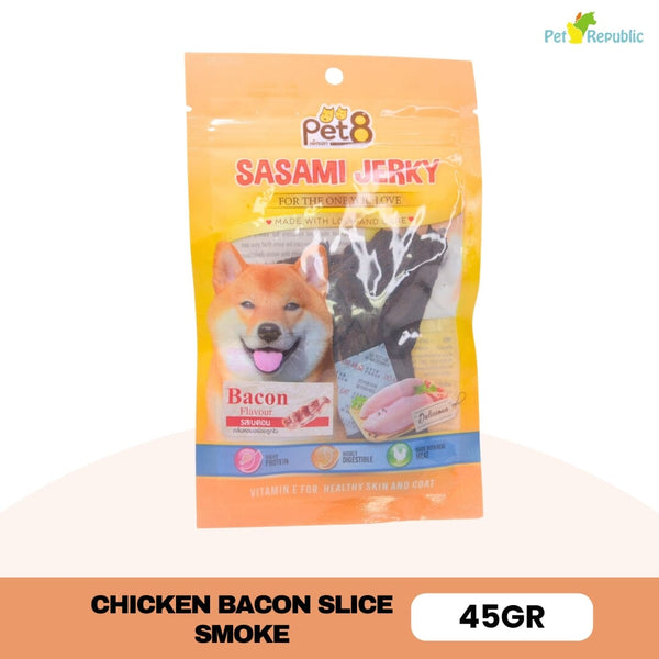 PET8 Snack Anjing Dog Snack Chicken Bacon Slice Smoke 45g no type Pet 8 