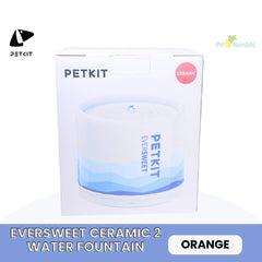 PETKIT Tempat Minum Hewan Eversweet Ceramic 2 Water Fountain Orange Pet Drinking PETKIT 