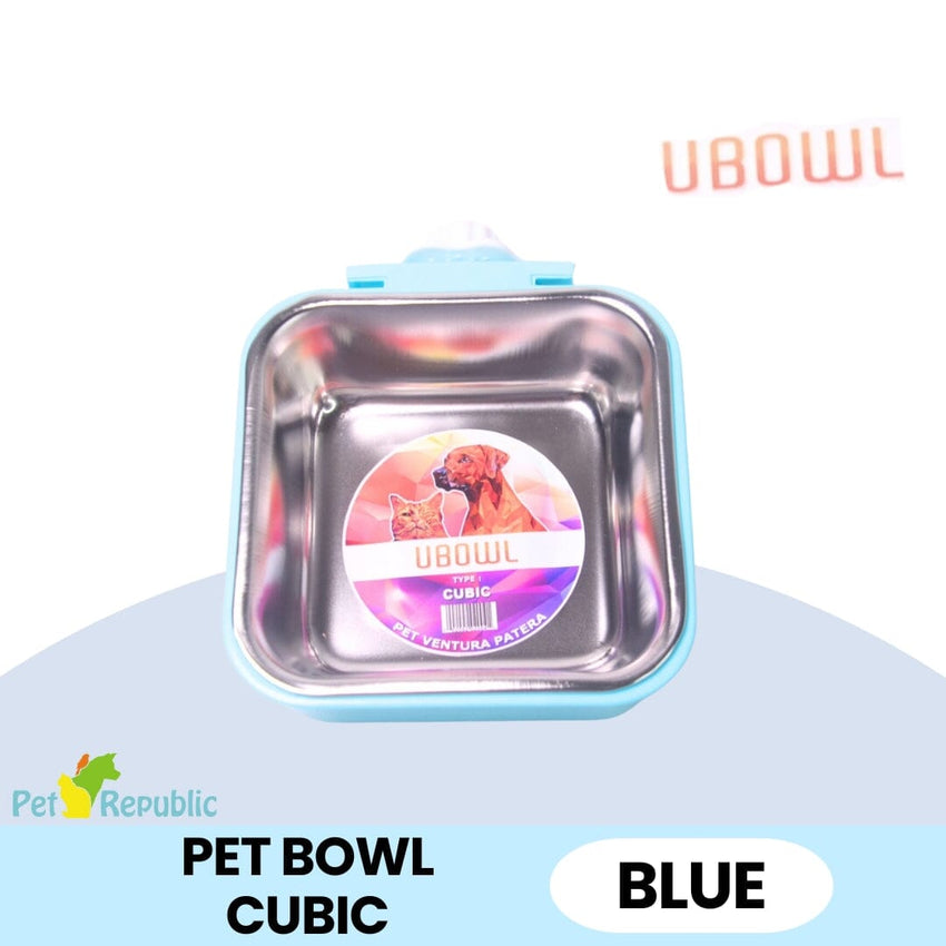 UBOWL UB1 Tempat Makan Pet Bowl Cubic And Hanger Single Pet Bowl Tidak ada merek Blue 