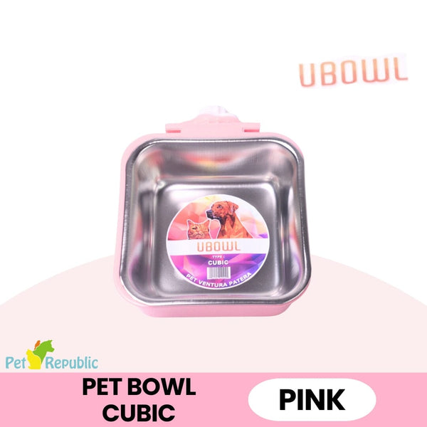 UBOWL UB1 Tempat Makan Pet Bowl Cubic And Hanger Single Pet Bowl Tidak ada merek Pink 