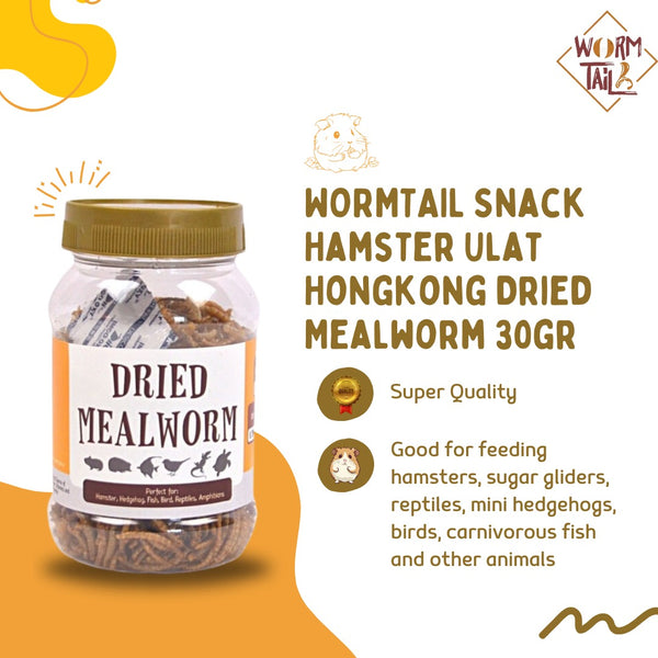 WORMTAIL Snack Hamster Ulat Hongkong Dried Mealworm 30gr