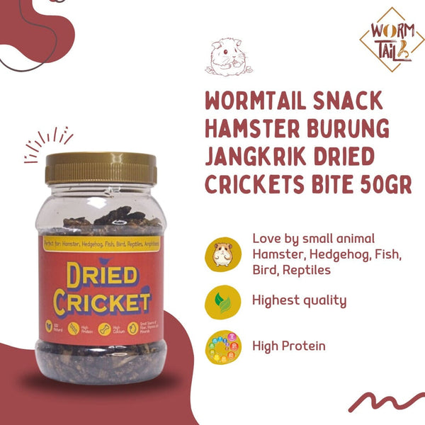 WORMTAIL Snack Hamster Burung Jangkrik Dried Crickets Bite 50gr Small Animal Snack Wormtail 
