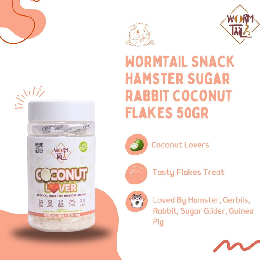 WORMTAIL Snack Hamster Sugar Rabbit Coconut Flakes 50gr Small Animal Snack Pet Republic Indonesia 