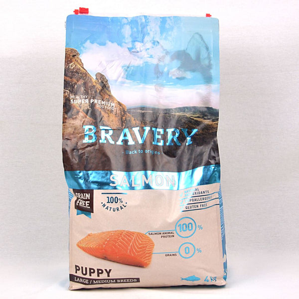 BRAVERY Medium Large Puppy Salmon 4kg Dog Food Dry Bravery 
