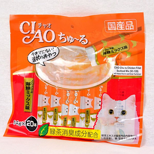 CIAO SC128 Liquid Churu Chicken Fillet Seafood Mix 20pcs Cat Snack Ciao 