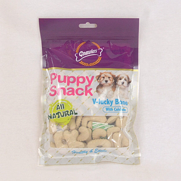 GNAWLERS Snack Anjing Puppy V Lucky Bone Milk 270gr Dog Dental Chew Gnawlers 