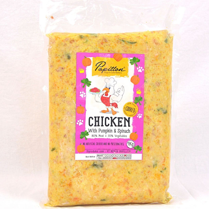 PAPILLON Cooked Chicken Pumpkin Spinach 1kg Frozen Food Papillon 