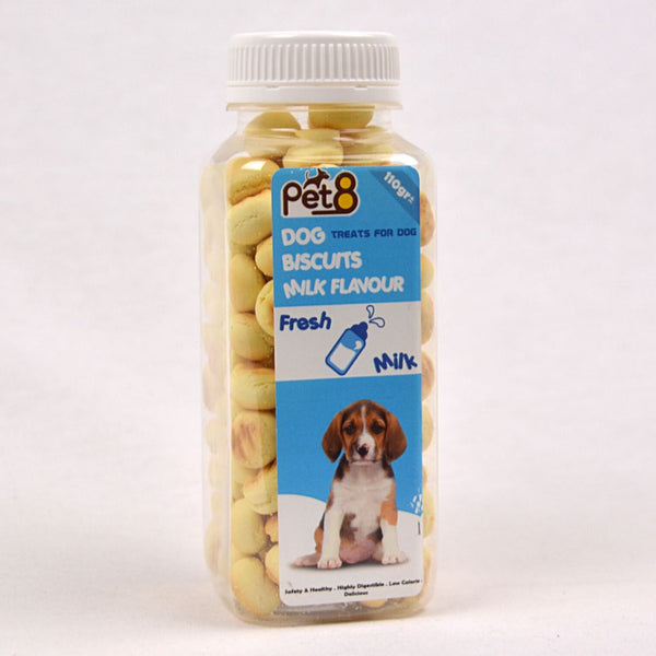 PET8 Dog Round Biscuit Milk 110gr Dog Snack Pet8 