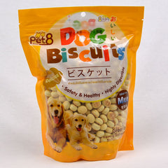 PET8 Dog Round Biscuit Milk 350gr Dog Snack Pet8 