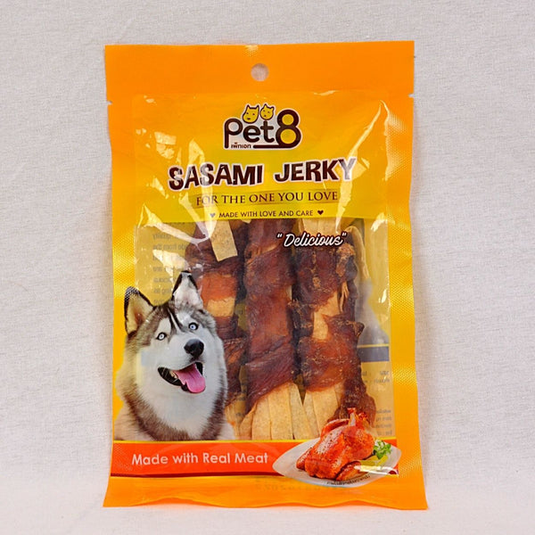 PET8 JJ04 Sasami Jerky Fish Strap Wrapped By Chicken 50gr Dog Snack Pet8 