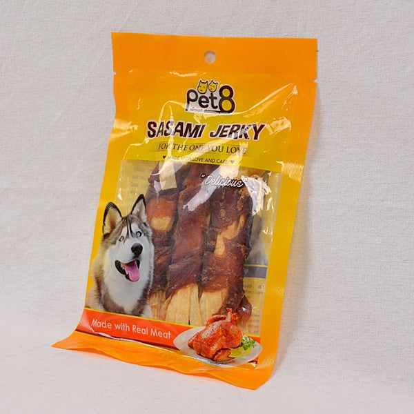PET8 JJ04 Sasami Jerky Fish Strap Wrapped By Chicken 50gr Dog Snack Pet8 